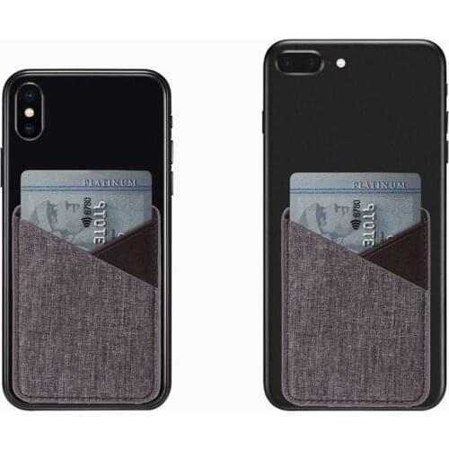 Slim Canvas Mobile Phone Wallet Credit ID Card Holder Adhesive Pocket Sticker
