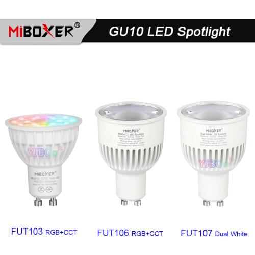 Miboxer Smart 4W 6W GU10 LED Spotlight RGB+CCT/Dual White Blub Lamp FUT103/FUT106/FUT107 Ceiling Light 2.4G Remote APP Control