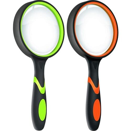 2 Pack 10X 75mm Large Magnifier Magnifying Glass For Kids, Non-Slip Handheld Magnified Glass For Close Work, Reading, Science