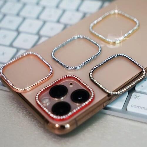 For iPhone Rhinestone Diamond Round Metal Rear Camera Back Lens Bling Protector Cover For iPhone 7 8 Plus X XR XS Max 11 Pro Max