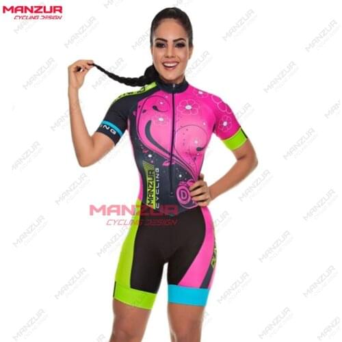 MANZUR Cycling Suit Short-Sleeved Leotard Jumpsuit Sexy Ladies Casual Sports Triathlon Tights Racing Suit Tight Ciclismo New Pro