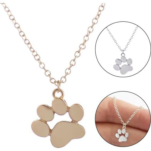 New Fashion Female Necklaces Cute Dog Paw Animal Foot Printed Pendant Chain Women Necklace Jewelry Bijoux For Girlfriend Gift