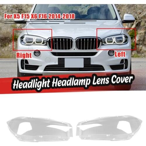 1 Pair for-BMW X5 F15 X6 F16 2014-2018 Car Headlight Len Cover Head Light Lamp Transparent Lampshade Light Lens Shell