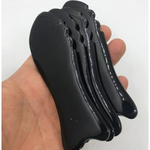 10pcs Natural buffalo black horn 12.5 cm long fish-shaped wave scraping board beauty meridian facial body neck massage scrape