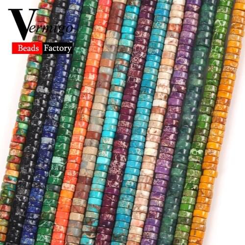 14Colors 4*2mm Natural Lake Blue Green Purple Sea Sediment Jaspers Stone Rondelle Loose Beads for Jewelry Making Diy Bracelets