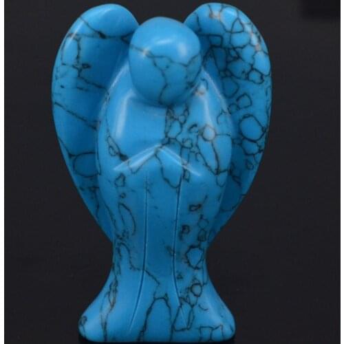 3inch Blue Turquoise Gemstone Carving Angel Lucky Crafts Figurine Chakra Healing Reiki Feng Shui Stone