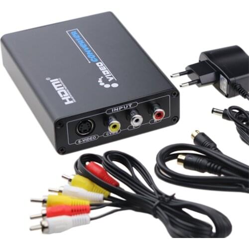 3RCA AV CVBS Composite S-Video R/L Audio to HDMI Converter Adapter Support 720P/1080P for PS2 PS3 NES SNES Nintendo 64 HDTV