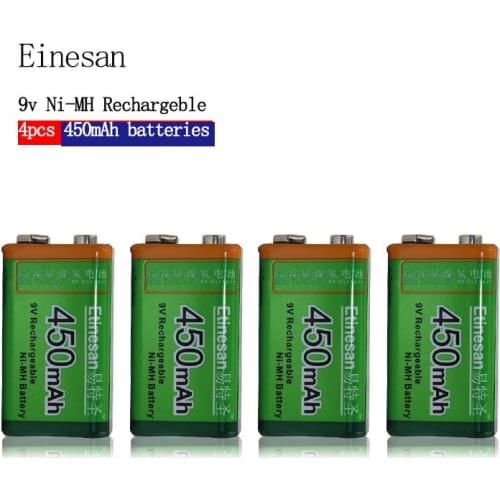 4pcs ETINESAN 9v 450mAh Ni-MH Rechargeable Battery use Camera Toys Flashlight camera, shaver, mouse, clock toy microphone horn