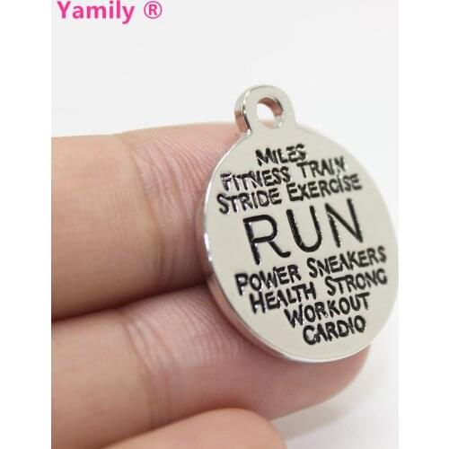 8pcs--22mm RUN alloy plating Charm Word Collage Charms pendant for diy jewelry making pj3001