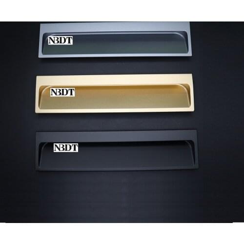 Aluminum Matte Black Grey Champagne Gold Furniture Cabinet Barn Sliding Door Recessed Flushed Finger Pull