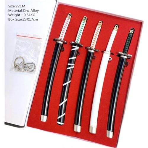 Anime Demon Slayer Sword Keychain Cartoon Katana Ghost Blade Mask Zenitsu Tanjirou Nezuko Tsuyuri Kanao Tanjirou Weapons llavero
