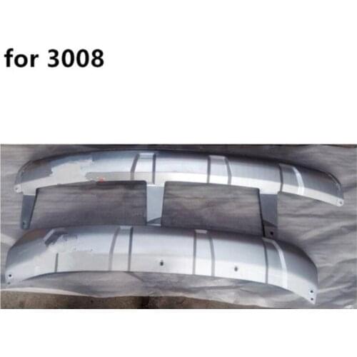 Car styling Original factory 2PCS ABS Chrome Front+Rear bumper cover trim Protect the spoiler board for Peugeot 3008 2013-2016