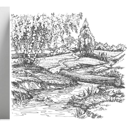 AZSG Brook Tree / River Bank Clear Stamps For DIY Scrapbooking/Card Making/Album Decorative Silicone Stamp Crafts