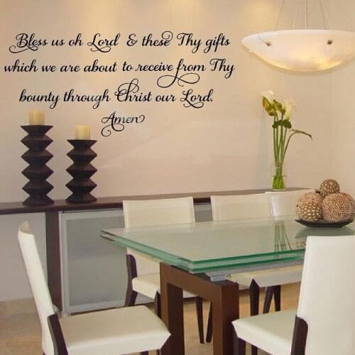 Bless us oh Lord and these Thy gifts amen Quote Kitchen Wall Decal Meal Prayer Lattering home decor Dining Room wallpaper EB056