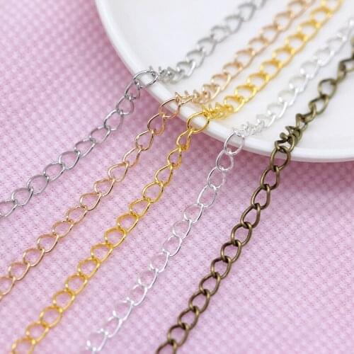 10 Meter 3.2x5.5mm Gold/Silver/Bronze Cable Iron Open Link Tail Extender Safety Chain Bracelet Necklace tassel chain findings