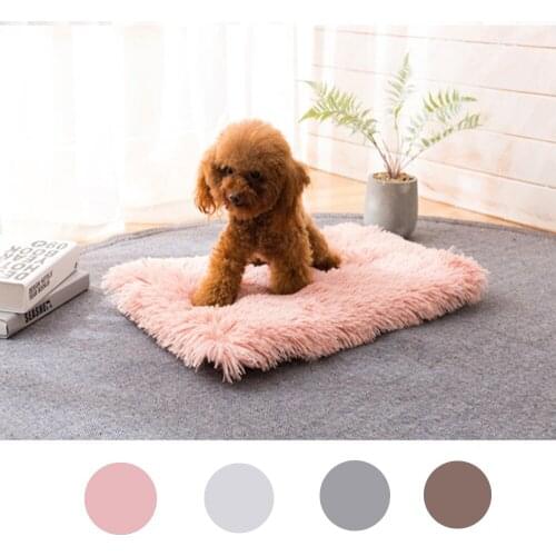 Long Plush Pet Dog Cat Bed Blankets Fluffy Dog Cat Bed Mats Deep Sleeping Soft Thin Covers for Large Dogs Solid Cats Mattress