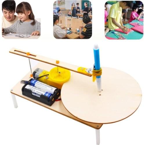 Creative DIY Electric Plotter Drawing Assembled Kits Children Handmade Graffiti Toy Science Apparatus Physics Experiment Set