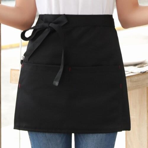 Restaurant Cafe Waiter Apron Custom Hotel Restaurant Black Short Waist Half Cut Chef Apron
