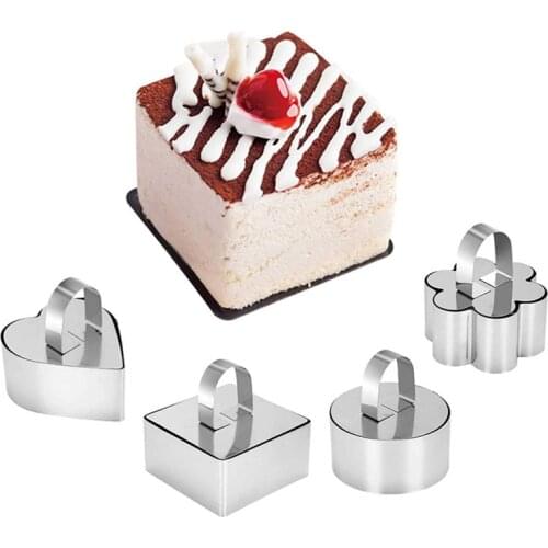 Stainless Steel Cake Mold Baking Tools Mousse Rings Cheese Tools Salad Cake Dessert Mould Biscuit Cutting Moulds with Push Plate
