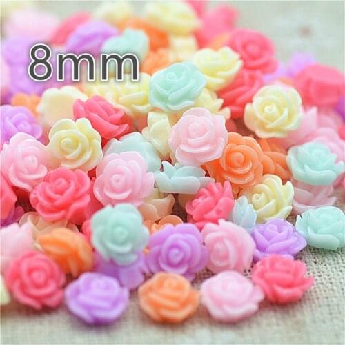 8mm Resin Flat Back Flowers Cabochons,Nail Art Decorating Flowers,DIY Home Crafting Miniatures,100PCS