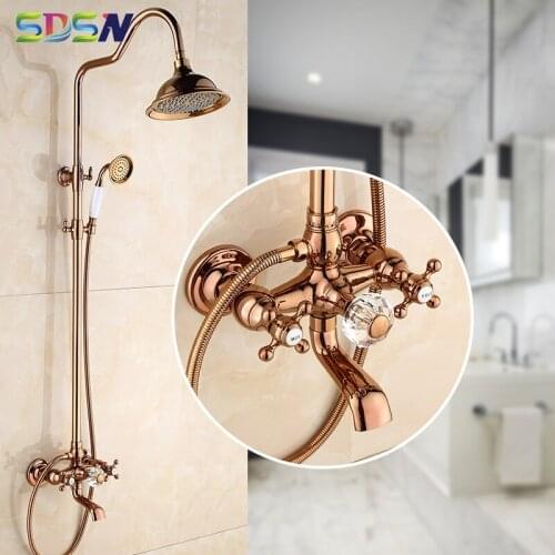 Black Gold Shower Set SDSN New Arrival White Gold Bath Shower System Quality Brass Shower Faucets Square ABS Shower Head Sprayer