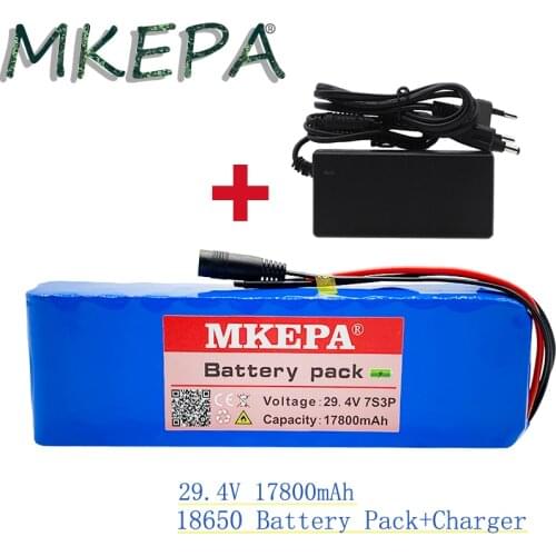 7S3P 29.4V 17.8Ah Li-ion Battery Pack with 20A Balanced BMS for Electric Bicycle Scooter Power Wheelchair +2A Charger