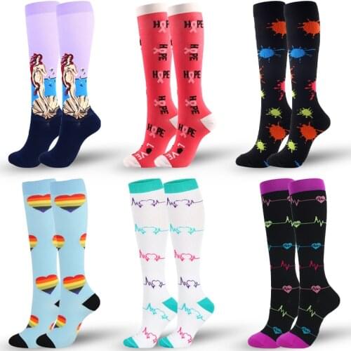 Compression Stockings Nurse Diabetes Exercise Natural Hiking Outdoor Cycling Socks Funny People Running Marathon Varicose Socks