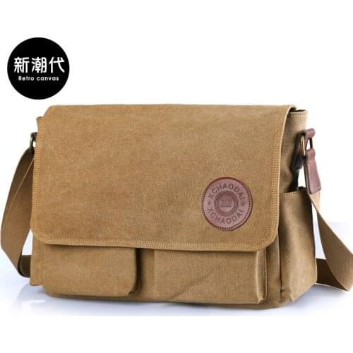 Mens Casual Shoulder Bag Multi-Functional Messenger Bag Junior High School Student Schoolbag Canvas Briefcase Backpack Sports