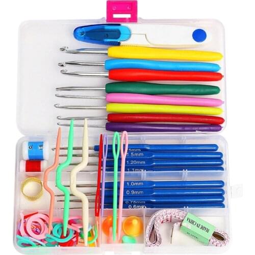 Sewing Kit Sewing Box Knitting Needles Crochet Hook Set Thimble Tools Stitches Yarn Knit Weave Craft Scissors for Needlework