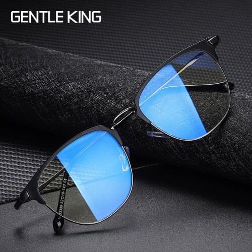 GENTLE KING Vintage Retro Metal Spectacles Frame Women Men Anti Blue Light Ray Blocking Eye Glasses Frames Clear Lens Eyewear