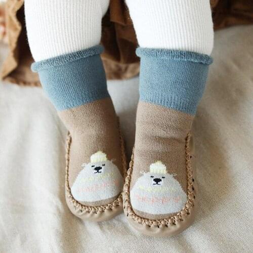 Toddler Warm Sock Shoes Newborn Baby Socks Winter Thick Terry Cotton Baby Girl Sock with Rubber Soles Infant Animal Funny Sock