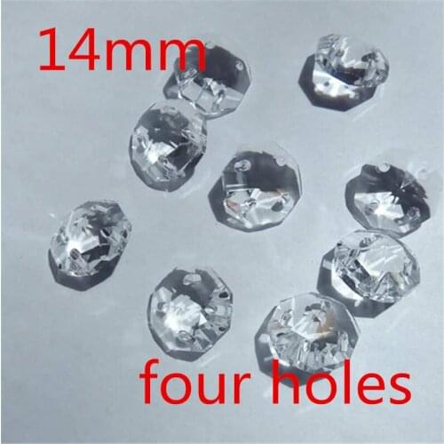 New 14mm 4 Holes Crystal Glass Prism Square Beads Chandelier Beads For Chandelier Hanging Pendant Lighting Diy Accessories