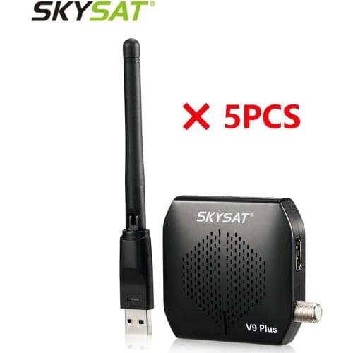 New [5 PCS] SKYSAT V9 Plus mini HD DVB-S2 Receptor support CS Powervu Biss WiFi 3G USB PVR Satellite Receiver