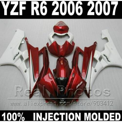 NEW body kit for YAMAHA R6 fairing kit 2006 2007 Injection molding wine red white matt black 2006 2007 YZF R6 fairings