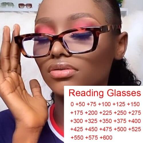 Small Rectangle Reading Glasses For Eye Correction Vintage Brand Designer Square Blue Light Glasses Frame Eyeglasses Plus 0 to 6