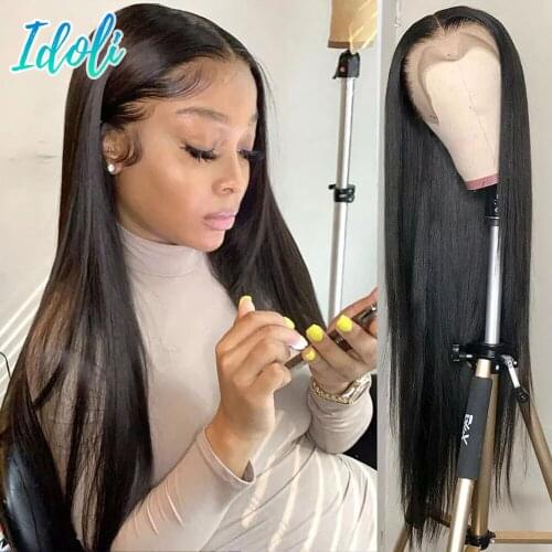 30inch Nature Color Long Straight Lace Front Human Hair Wigs 13x4 HD Transparent Lace Frontal Wig Brazilian Hair 4x4 Closure Wig