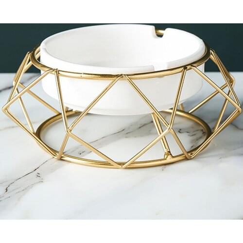 BMBY-Nordic Iron Ceramic Ashtray Simple Modern Design Living Room Home Decoration Metal Crafts Ashtray Office Desktop