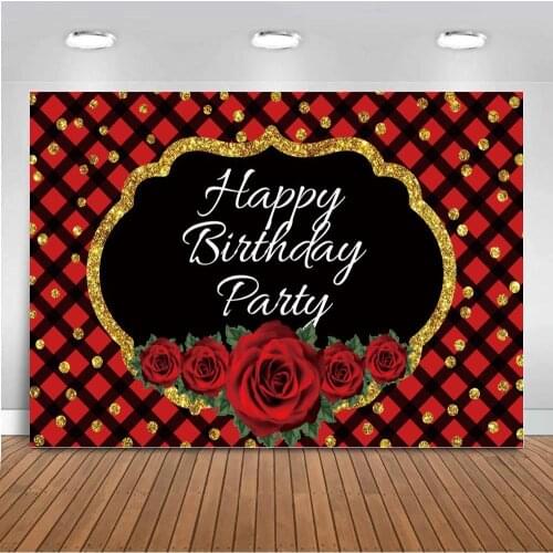 Valentines Day Red Rose Flowers Photo Backgrounds Happy Adult Birthday Party Portrait Dinner Table Decor Backdrops