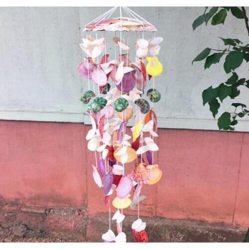 Natural Shell Conch Hanging Ornaments Colourful Ocean Style Wind Chime Wall Home Decoration Accessories Party Gifts Children SN
