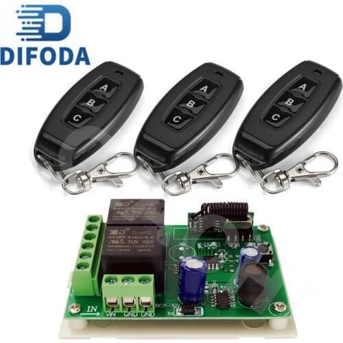 Remote Control DC 6V 12V 24V 2CH Relay Module Receiver controllor Switch DIFODA RF 433Mhz Universal for motor lamp LED door