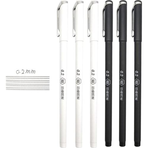 4 pcs/lot 0.2mm Fine Gel Pens White Black Finance Needle Pens for Writing Office School Supplies 0.2 Thin Line Pen Stationery
