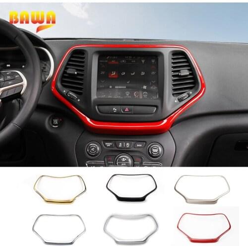 BAWA Interior Mouldings Dashboard Navigation GPS Panel Decoration Cover for Jeep Cherokee 2014-2016