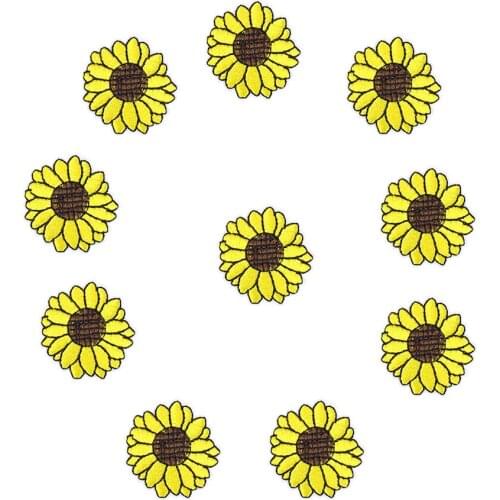 10PCS Yellow Sunflowers Patches for Clothing Applique Embroidery Patch for Jeans Apparel Sewing Decoration Applique Pathes Craft