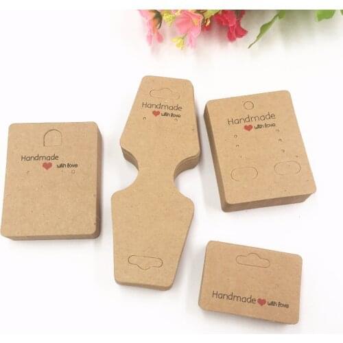 100pcs Kraft paper handmade with love jewelry cards/necklace/earring/Hairpin packing cards holder set jewelry displays card