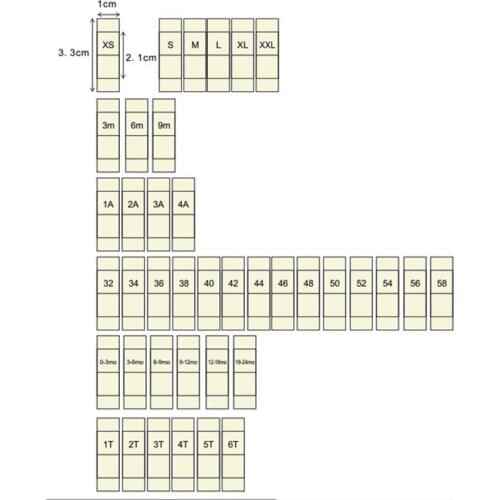 1000pcs/roll High quality customized garment accessories size cotton labels/tags 1.2cm width with any size and number