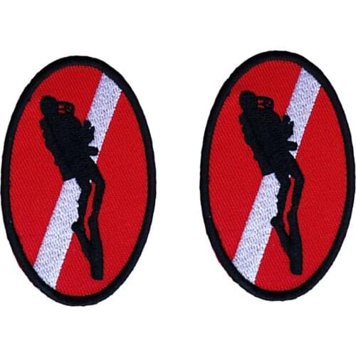 2PCS Patch Flag Backpack Back Vest Bag Scuba Dive Diver Embroidered Iron On