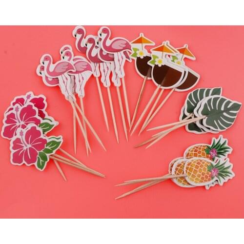 24Pieces Hawaiian Cupcake Toppers Wedding Decoration Birthday Party Favor