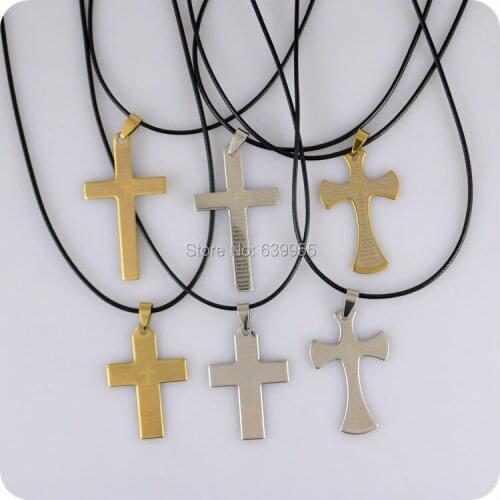 6pcs English Bible Lords Prayer Cross Stainless Steel Pendant Necklace Christian Catholic Fashion Religious jewelry Wholesale