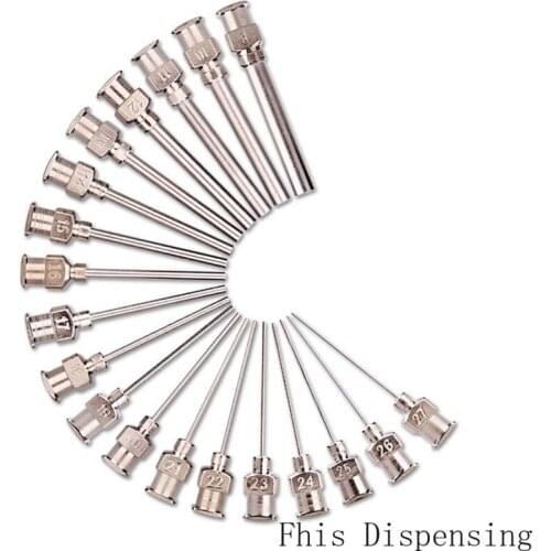 8G~30G W/ISO Standard Dispensing Needle Blunt Tip 1 Inch Tubing Length Metal S.S Pack of 12