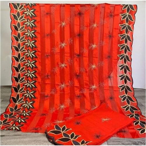 African lace fabric 2021 high quality lace real Silk fabric with embroidery ribbon silk chiffon fabric for party 5+2yards